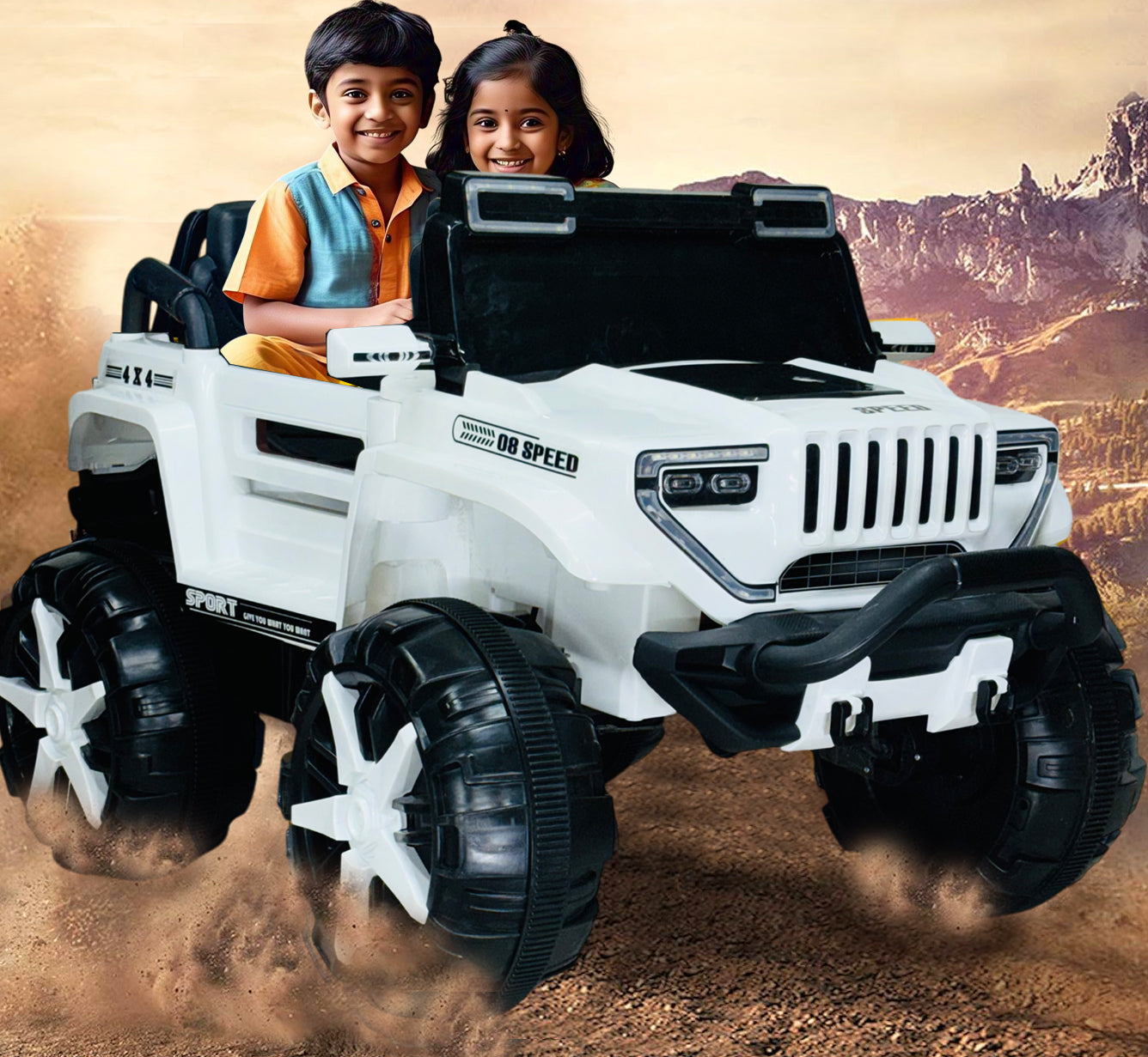 Big Size 4x4 Baby Rechargeable Battery Operated Electric Ride-On Jeep car for Kids Riding Toy Car with R/C for Boys & Girls Babies Toddlers Age 1 to 8 Years Big Size 4x4 Baby Rechargeable Battery Operated Electric Ride-On Jeep car for Kids Riding Toy Car with R/C for Boys & Girls Babies Toddlers Age 1 to 8 Years